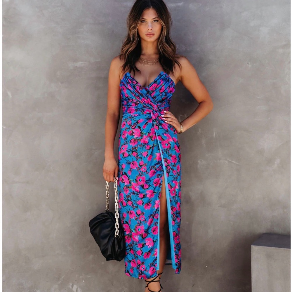 Floral satin midi dress